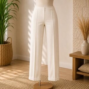 Studio Park Pintuck Knit Pants Womens XXST Cream Elastic Waist Trousers